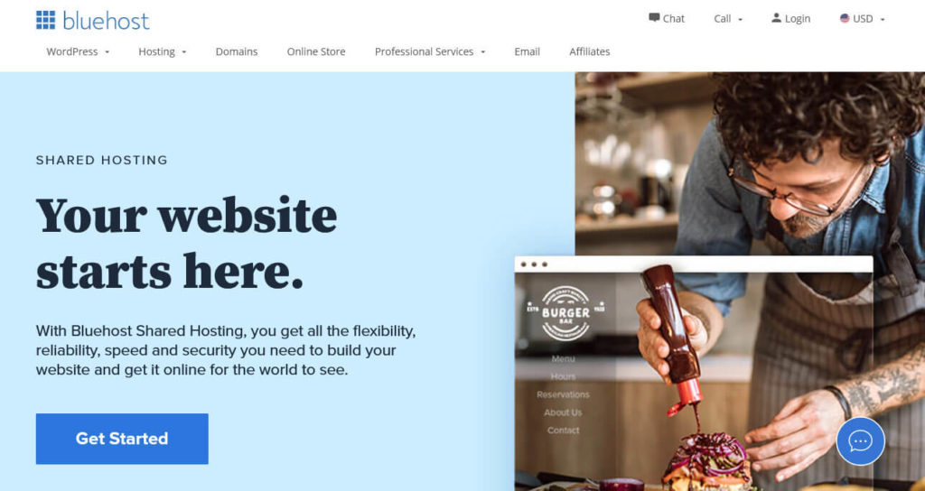 bluehost shared hosting example