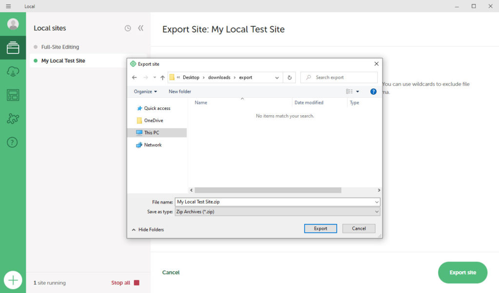 choose location to save archive