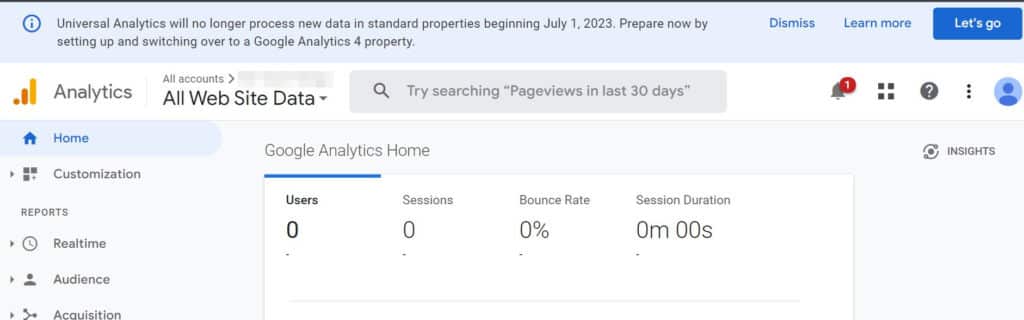 Google Analytics 4 banner.
