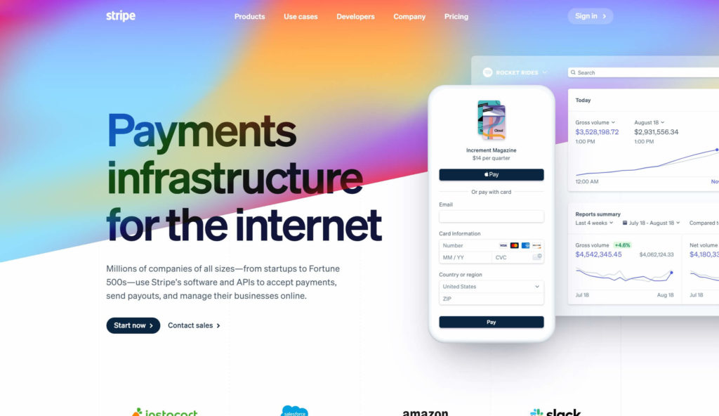 An example of color gradients in a website's hero section. 