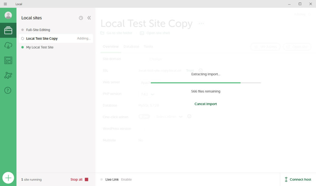 local importing website files