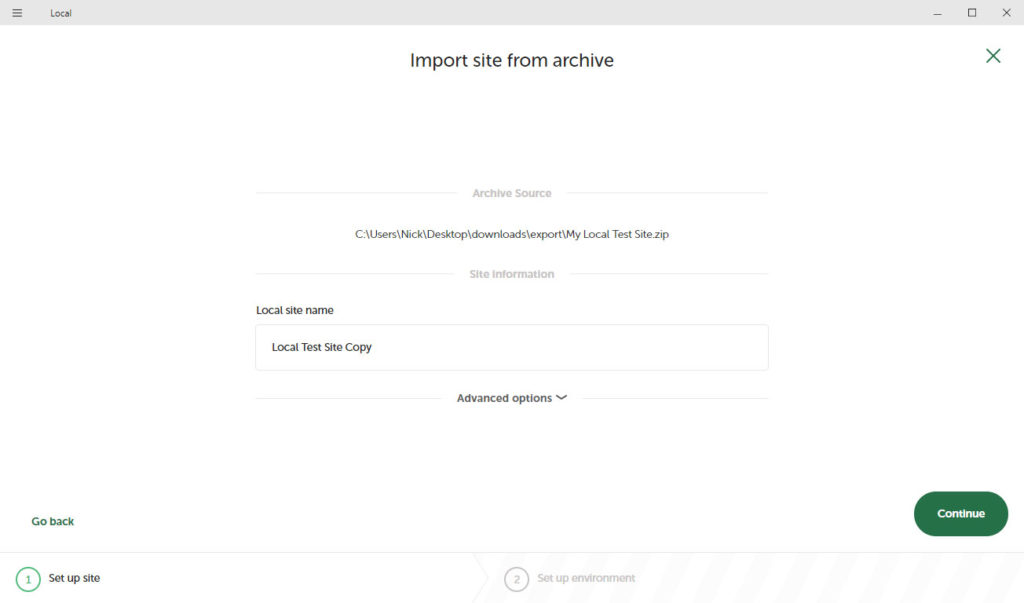 name imported website