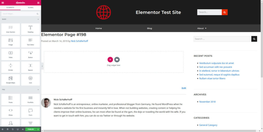 page builder plugin interface example
