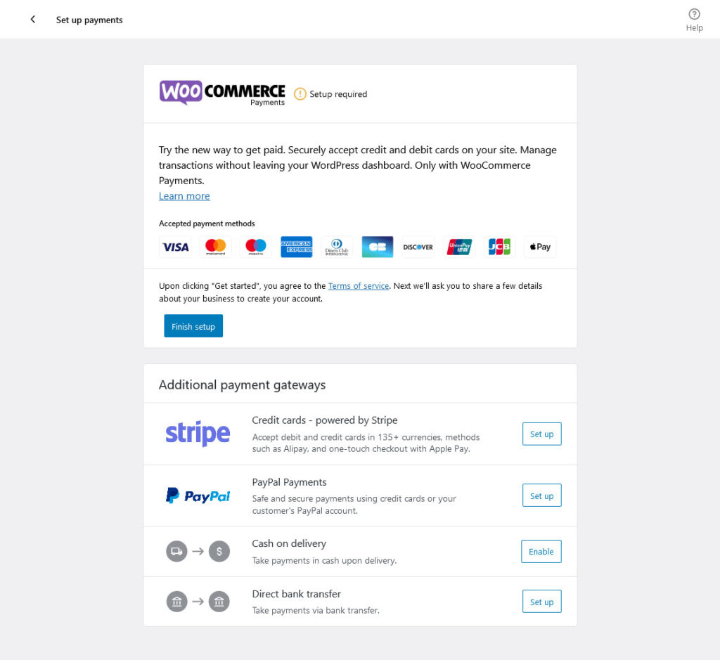 set up payment methods