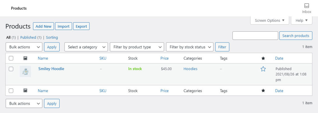 woocommerce products menu