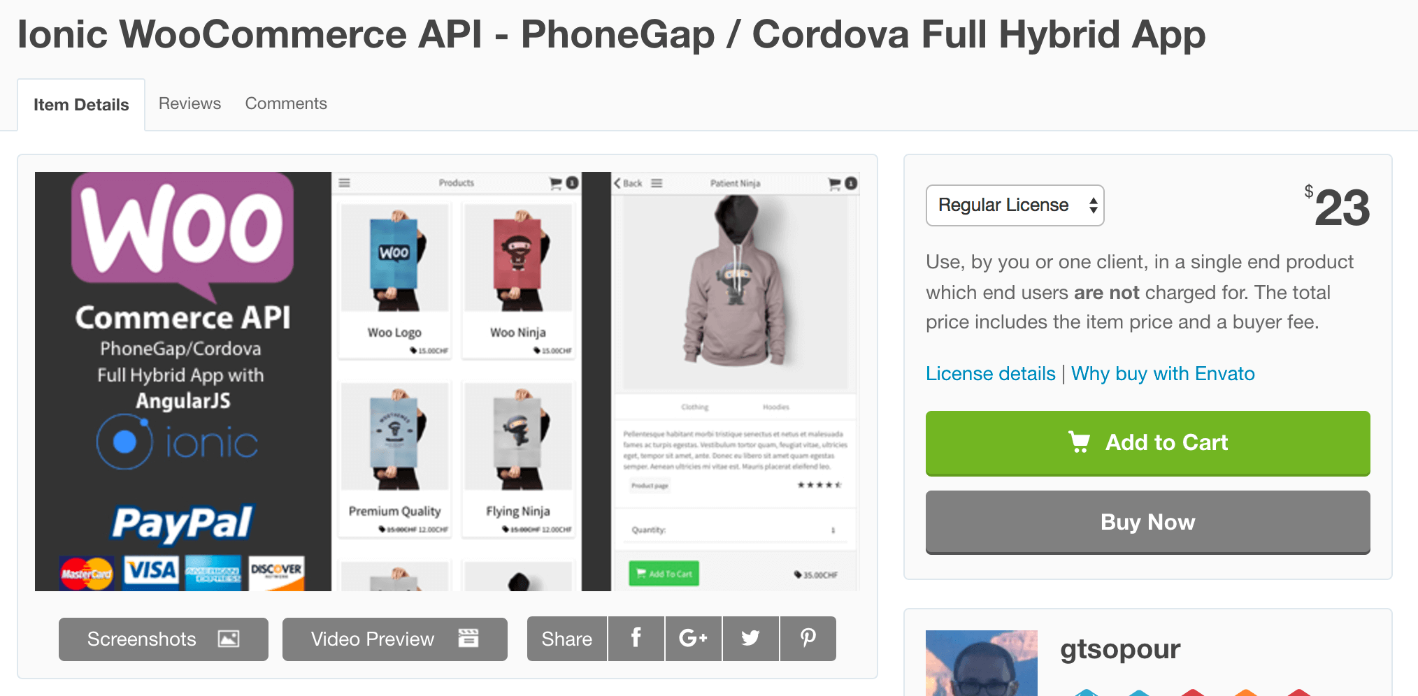 Ionic WooCommerce API on CodeCanyon