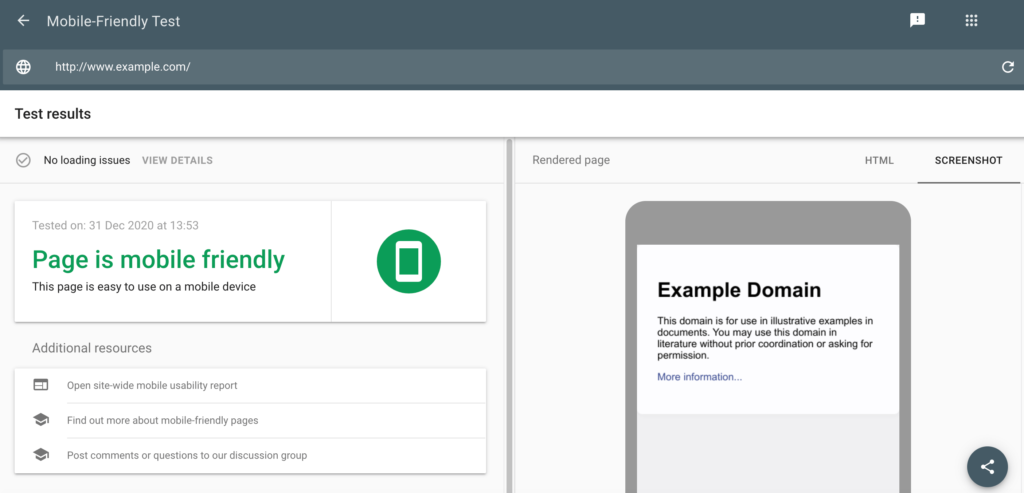 Google's Mobile-Friendly test.