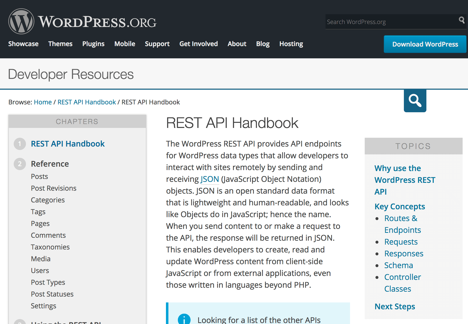 WordPress REST API handbook