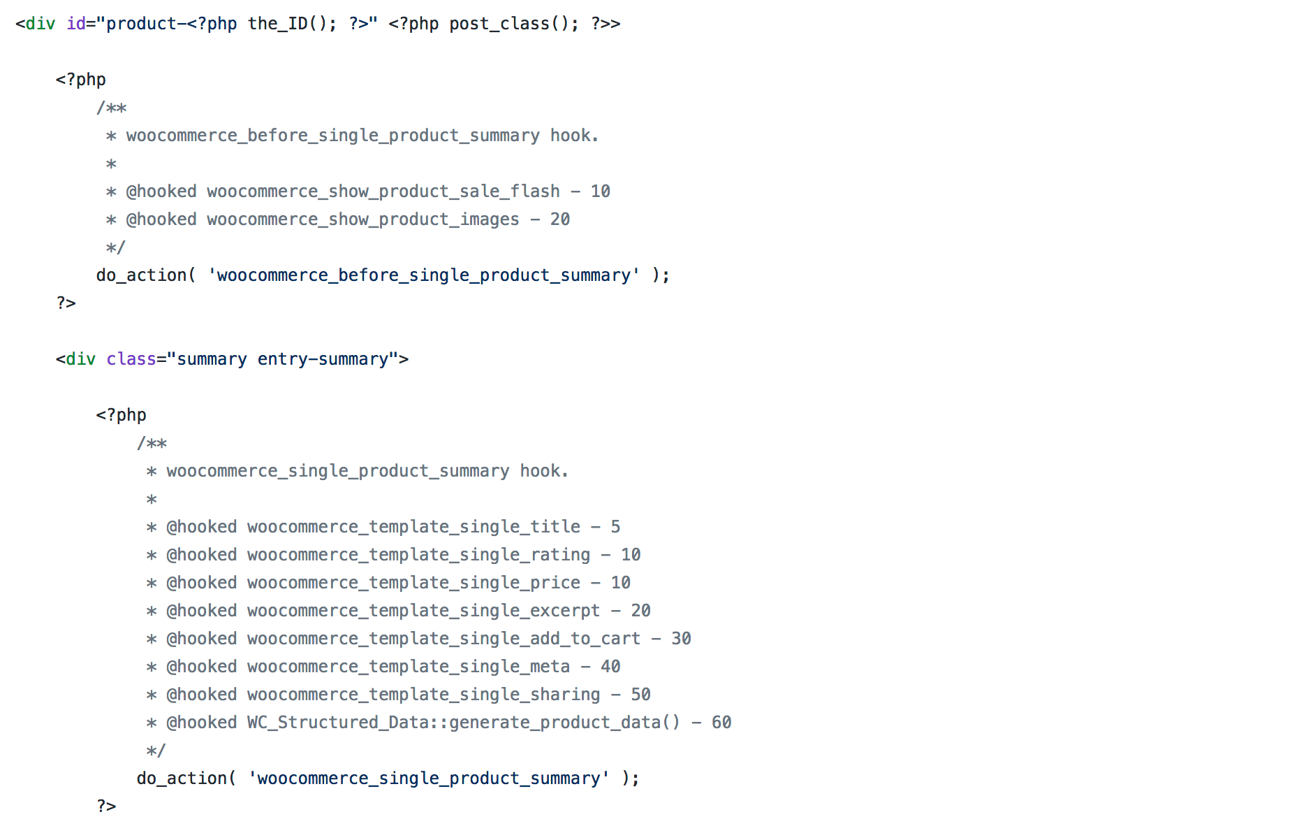 WooCommerce PHP template example