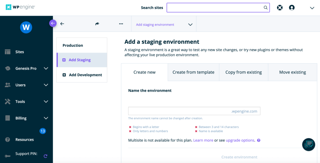 If you choose managed WordPress, then you'll get access to a one-click staging environment. 